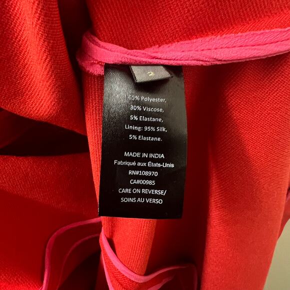 Zac Posen Womens Midi Cocktail & Party Dress XS V-Neck Red Halter Dress - Picture 7 of 16